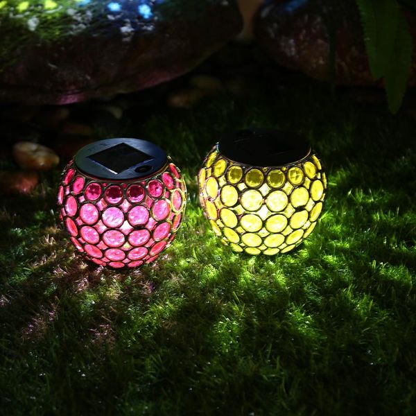 lawn lamps solar led hollow hanging ball light pastoral style waterproof pathway courtyard decoration lighting lamp